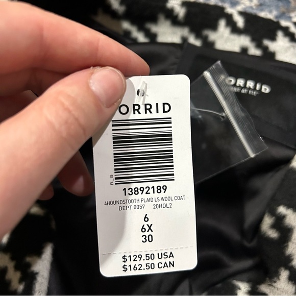NWT Torrid Herringbone Plaid 4 Houndstooth Wool Coat Size 6X - Picture 8 of 13